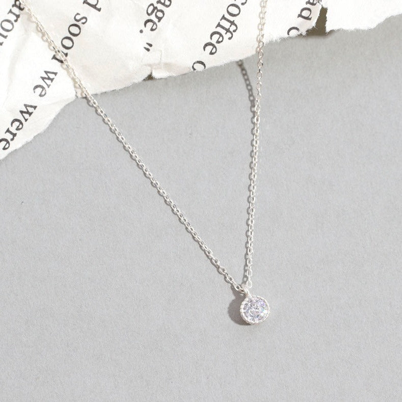 Sterling Silver Cubic Zirconia Necklace 3color - find pick korea