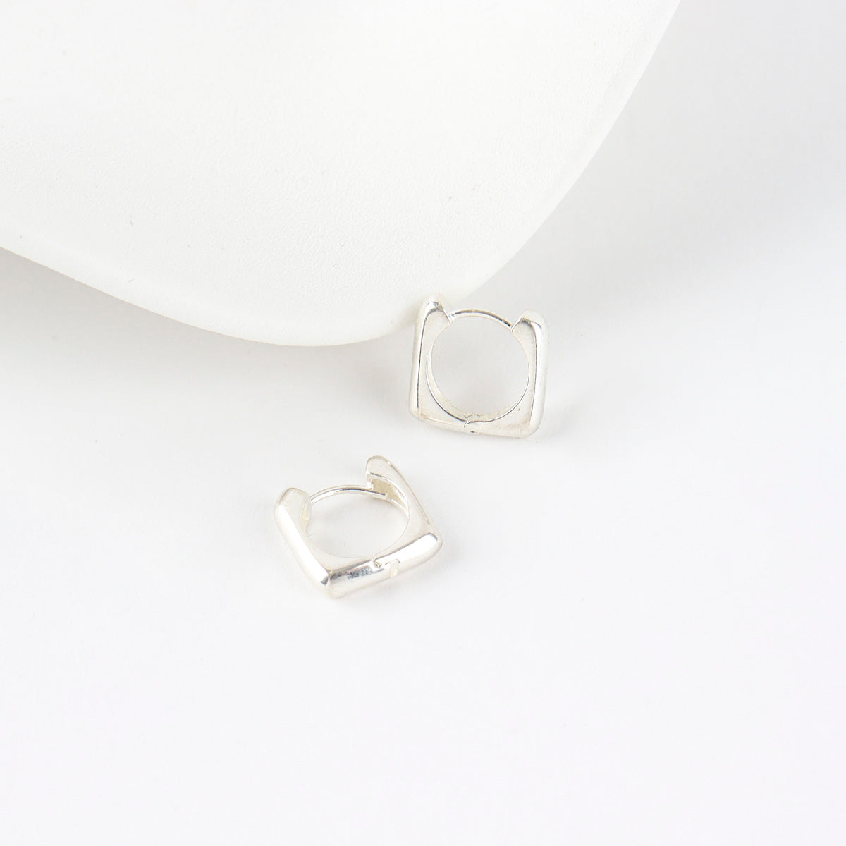 Sterling Silver Huggie Hoop Earrings | Sleek and Modern Design - find pick korea