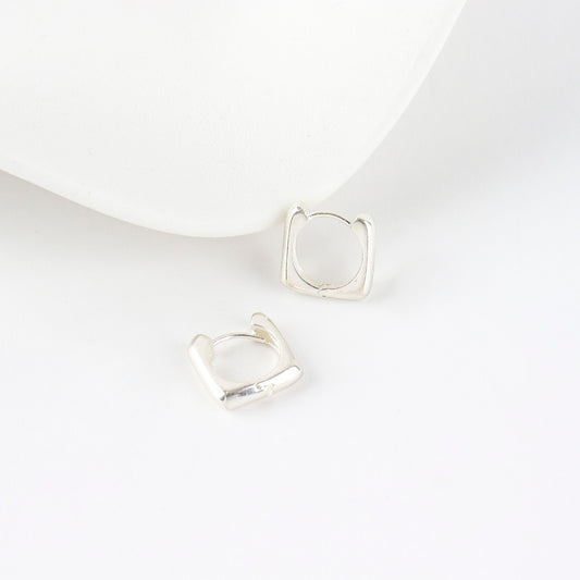 Sterling Silver Huggie Hoop Earrings | Sleek and Modern Design - find pick korea