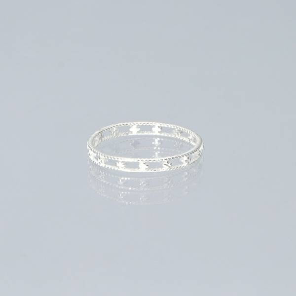 Sterling Silver Openwork Band Ring with Beaded Detail | Minimalist Style - find pick korea