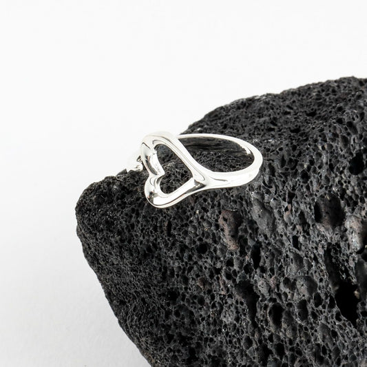 Sterling Silver Open Heart Ring for Women | Minimalist Design - find pick korea