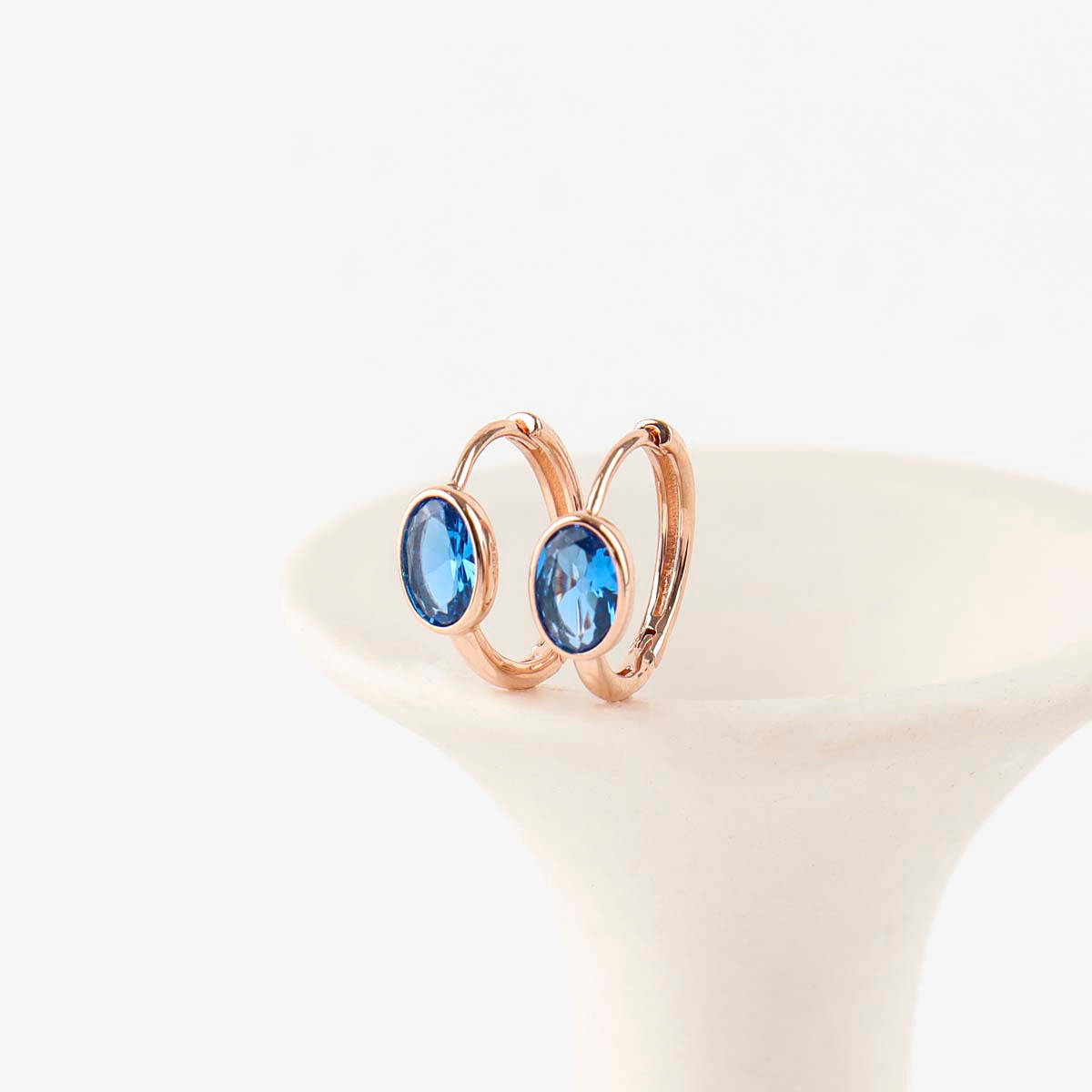 Sterling Silver Hoop Earrings with Cubic Zirconia | Gold Plated - find pick korea