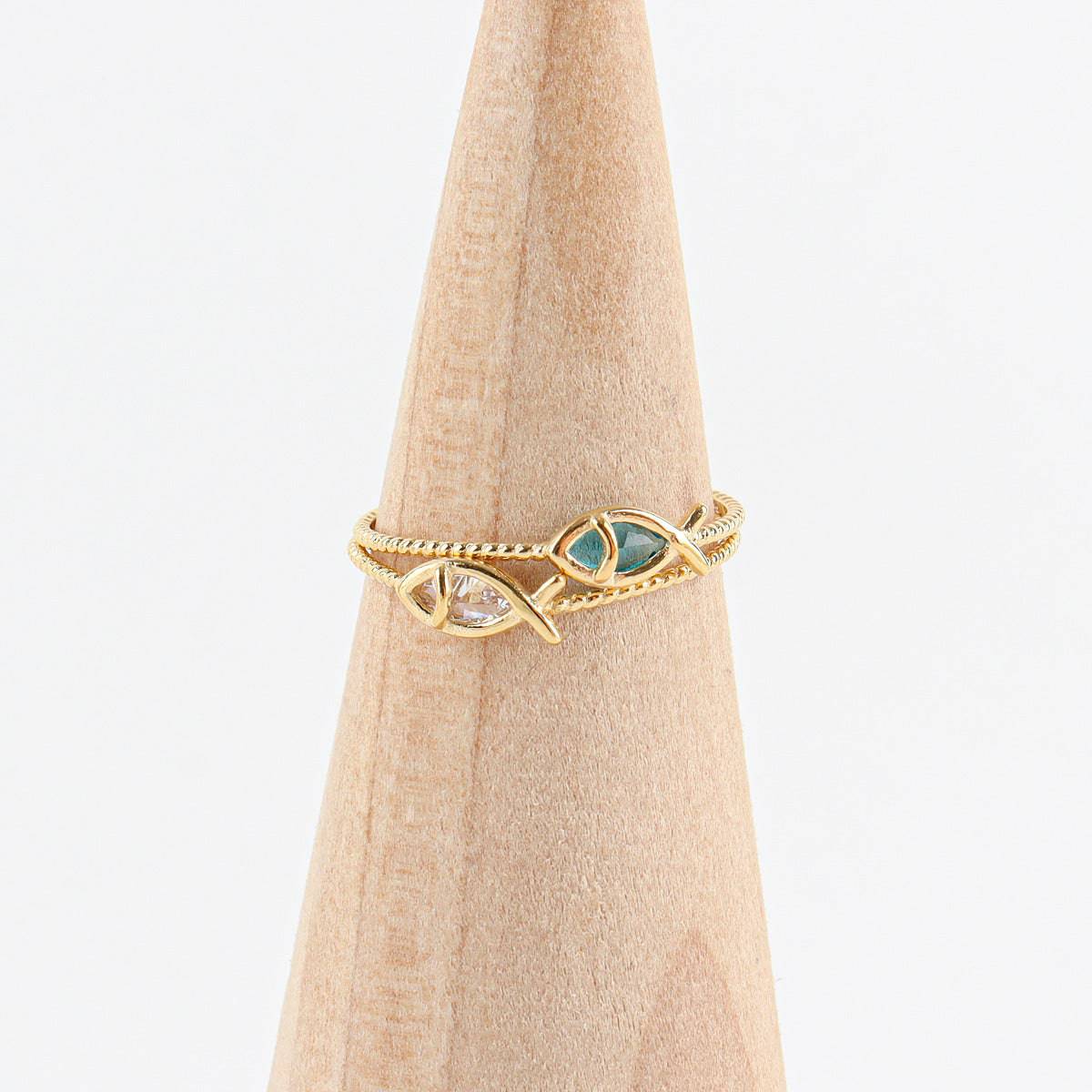 Fish ring sterling silver with cubic