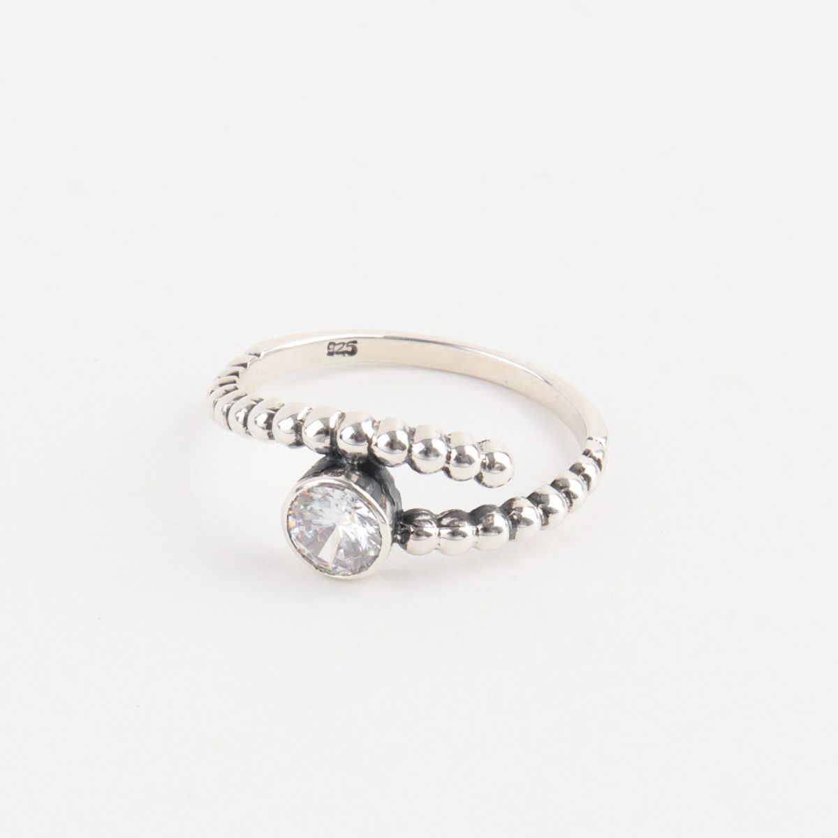 Sterling Silver Cubic Zirconia ring | Beaded style - find pick korea