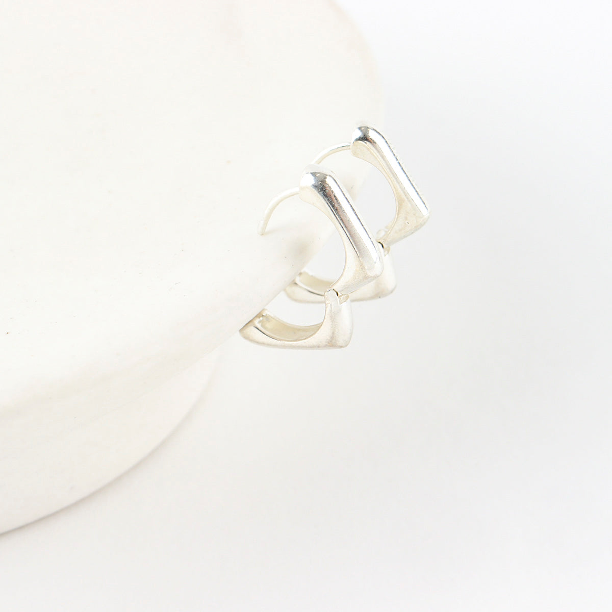 Sterling Silver Huggie Hoop Earrings | Sleek and Modern Design - find pick korea