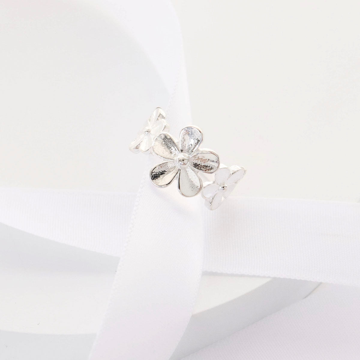 Sterling silver Floral ring - adjustable style - find pick korea