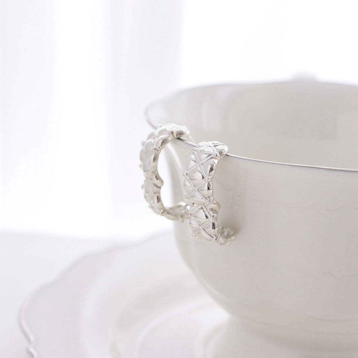 Sterling Silver Wide Huggie Hoop Earrings | Modern and Elegant Design - find pick korea