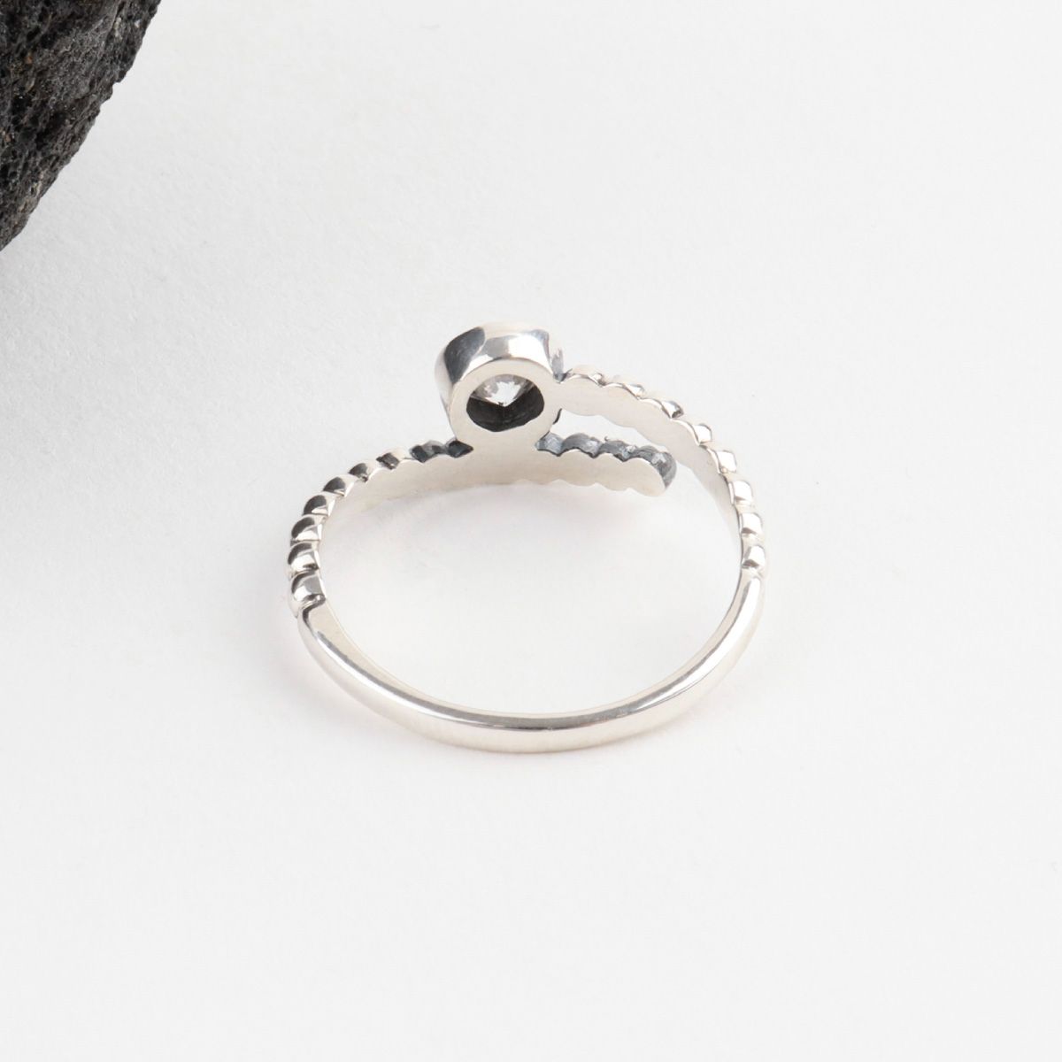 Sterling Silver Cubic Zirconia ring | Beaded style - find pick korea