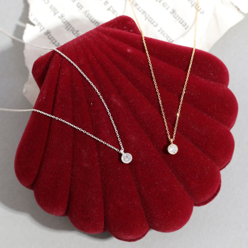 Sterling Silver Cubic Zirconia Necklace 3color - find pick korea