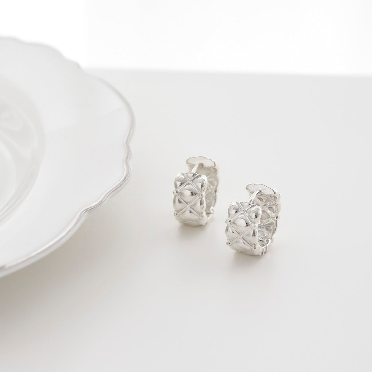 Sterling Silver Wide Huggie Hoop Earrings | Modern and Elegant Design - find pick korea