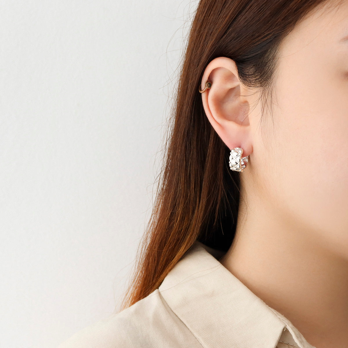 Sterling Silver Wide Huggie Hoop Earrings | Modern and Elegant Design - find pick korea