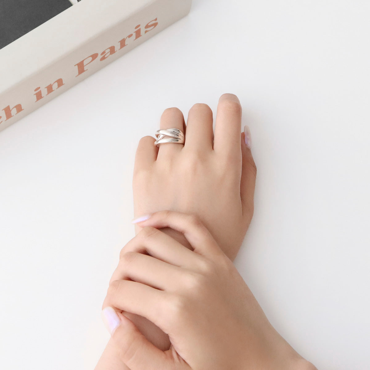 Sterling silver double ring - Interlocking band - find pick korea